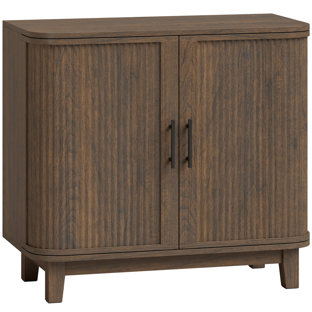 HOMCOM Sideboard Buffet Cabinet, Storage Cabinet with 2 Curved Doors, Adjustable Shelf and Legs for Dining Room, Dark Walnut