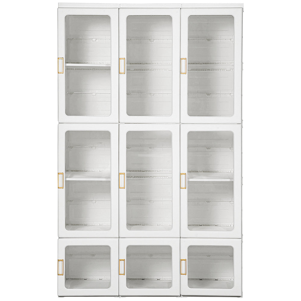 HOMCOM Portable Clothes Wardrobe for Bedroom, Foldable Clothes Organiser with Cube Storage, Hanging Rods, Magnet Doors, White
