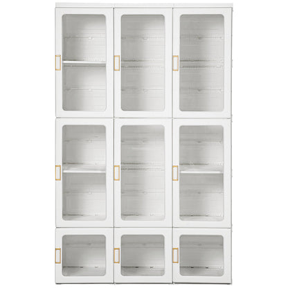 HOMCOM Portable Clothes Wardrobe for Bedroom, Foldable Clothes Organiser with Cube Storage, Hanging Rods, Magnet Doors, White
