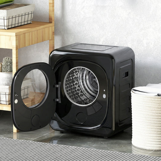 HOMCOM 4kg Vented Tumble Dryer with 5 Drying Mode, 800W Compact Freestanding Front Tumble Dryer Black