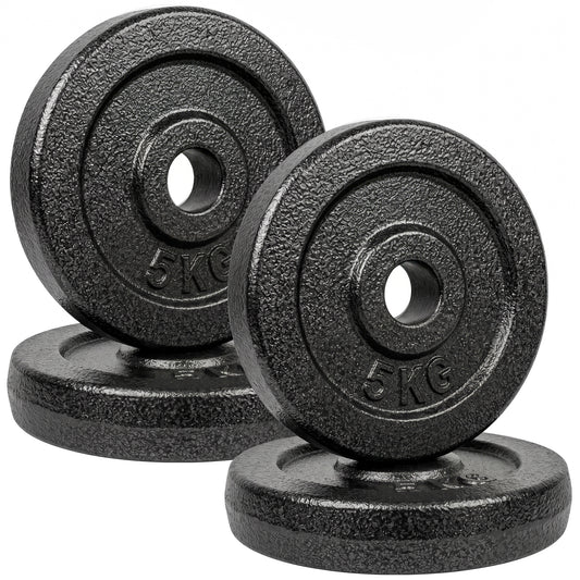 SPORTNOW Weight Plates Set, 1"/2.5cm Weight Disc Pair, 4 x 5kg Metal Dumbbell/Barbell Plates for Home Gym