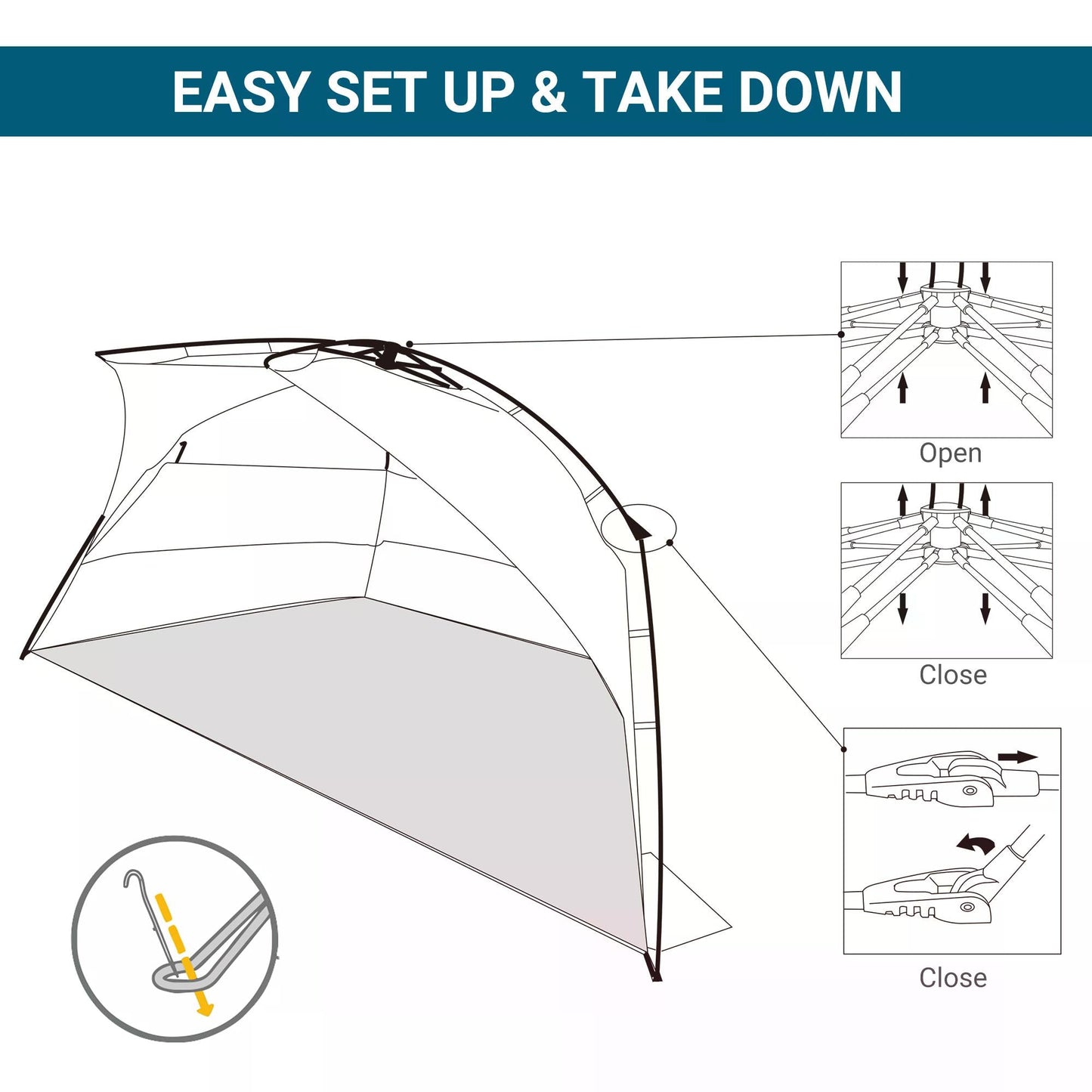 Outsunny Beach Tent for 1-2 Person Pop-up Design with 3 Mesh Windows & Carrying Bag Cream