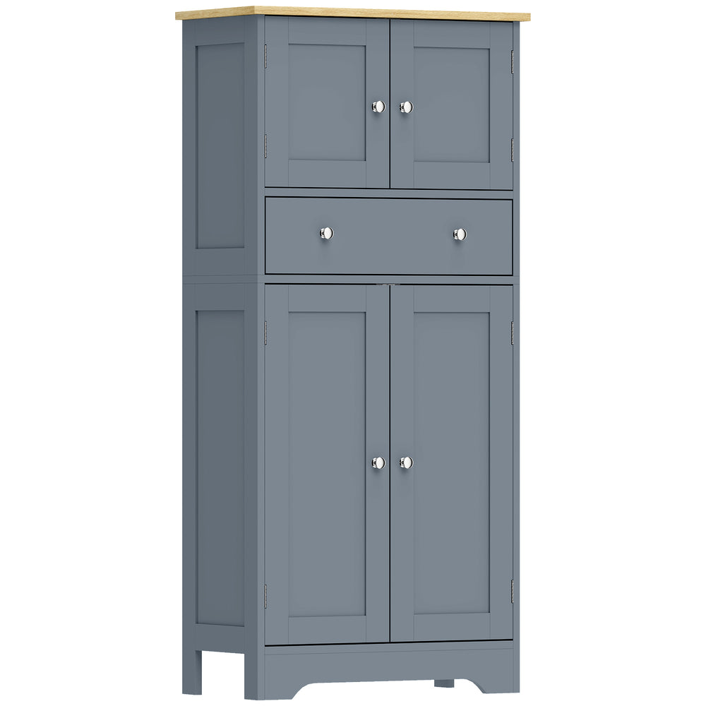 HOMCOM Kitchen Cupboard, Modern Freestanding Kitchen Storage Cabinet with Doors and Shelves, Grey Blue