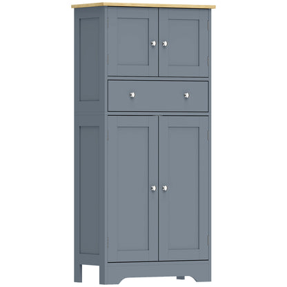 HOMCOM Kitchen Cupboard, Modern Freestanding Kitchen Storage Cabinet with Doors and Shelves, Grey Blue