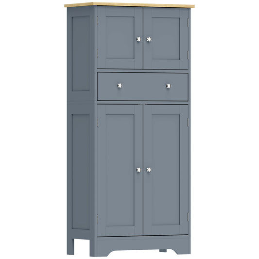 HOMCOM Kitchen Cupboard, Modern Freestanding Kitchen Storage Cabinet with Doors and Shelves, Grey Blue