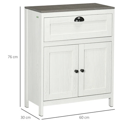 Kleankin Bathroom Floor Cabinet, Freestanding Storage Cupboard With Drawer, Double Door Adjustable Shelf, White