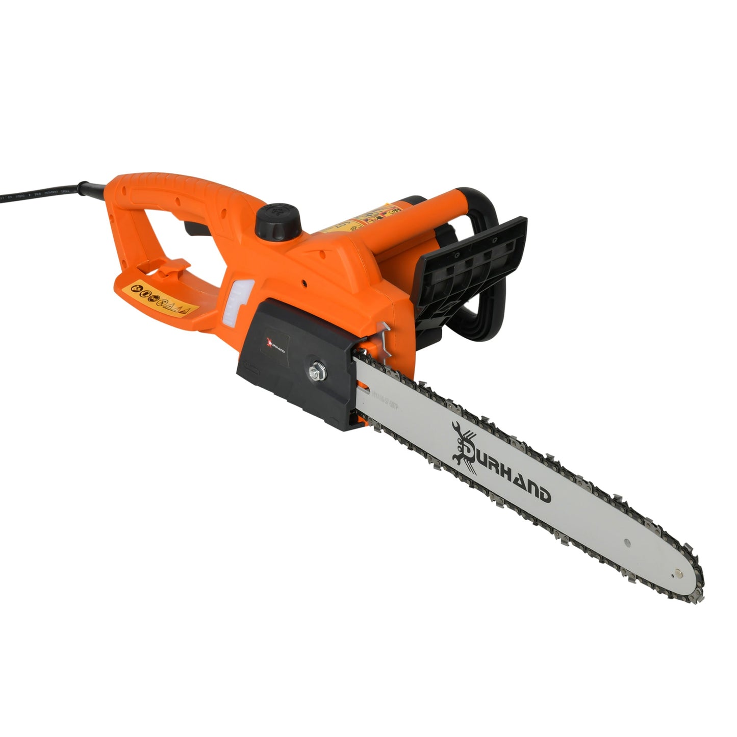 DURHAND 2000W Powerful Electric Chainsaw, 16" Aluminium Blade Portable Corded Chain Saw, 7250rpm Chain Saw for Garden Tree Pruning, 13m/s Chain Speed Auto Chain Lubrication to Cut Wood, Orange
