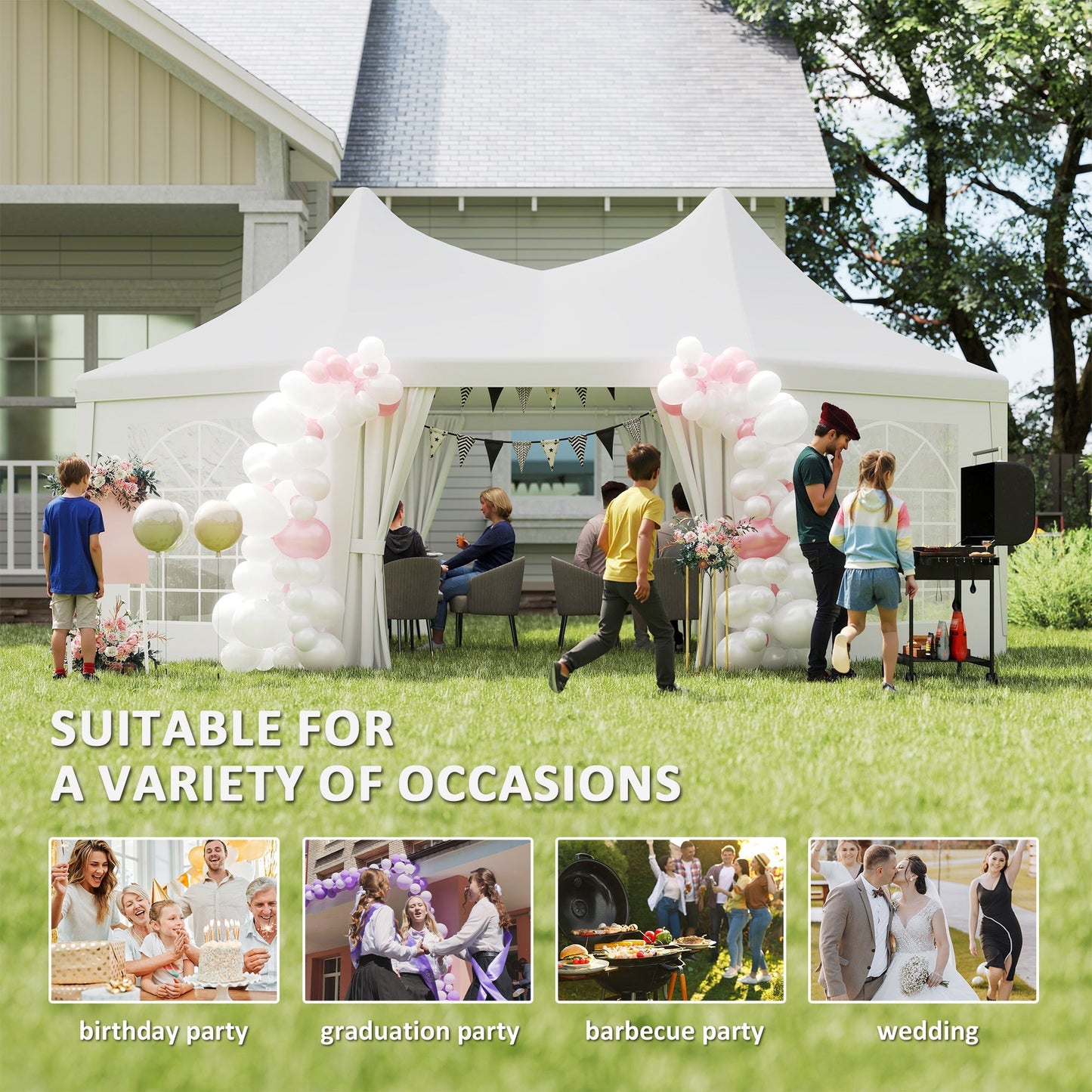 Outsunny 6.8 x 5m Octagonal Marquee Gazebo - White