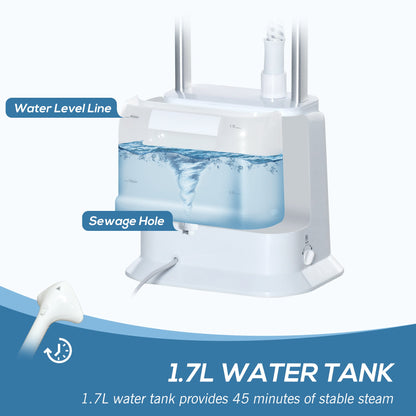 HOMCOM Upright Garment Clothes Steamer with 6 Steam Setting, 45s Fast Heat-up, 1.7L Water Tank and 35g/min steam flow, Wrinkle and Odour Remover Suitable for all Fabrics, 1960W, White