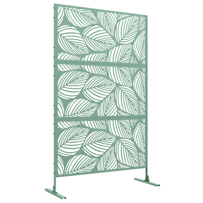 Outsunny Metal Decorative Privacy Screen Outdoor Divider, Green Leaf