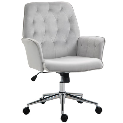 Vinsetto Swivel Computer Chair w/ Arm Modern Style Tufted Home Office Bedroom Light Grey