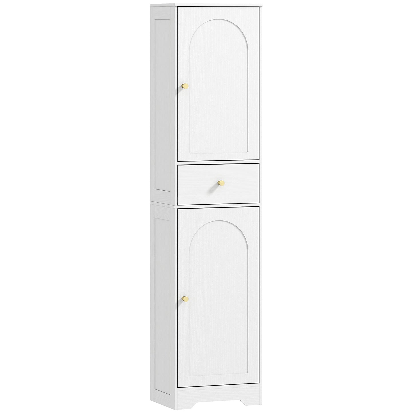 HOMCOM Tall Bathroom Cabinet with Arched Doors - White