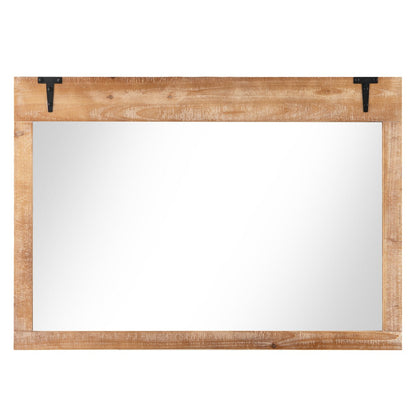 Farmhouse Wall Mirror with Wood Frame for Bathroom Living Room Bedroom-Natural