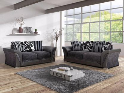 Ferol Fabric 3 Seater and 2 Seater Sofa Set - Black/Grey