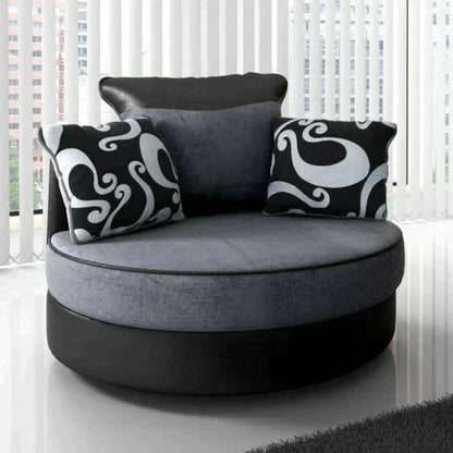 Ferol Fabric Footstool - Black/Grey