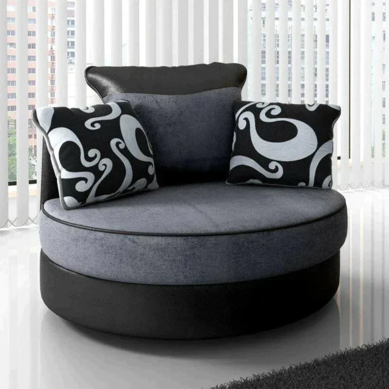 Ferol Fabric 3 Seater and 2 Seater Sofa Set - Black/Grey