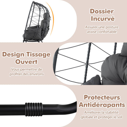 Indoor Outdoor Lounge Chair with Comfy Cushions and Sturdy Metal Frame-Grey