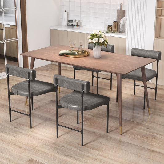 Faux Leather Upholstered Kitchen Side Chair with Curved Set of 4-Grey