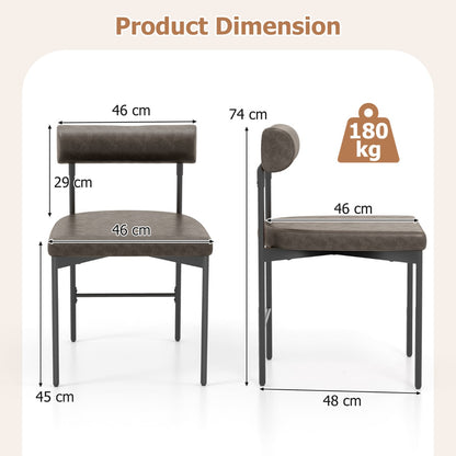 Faux Leather Upholstered Kitchen Side Chair with Curved Set of 4-Grey