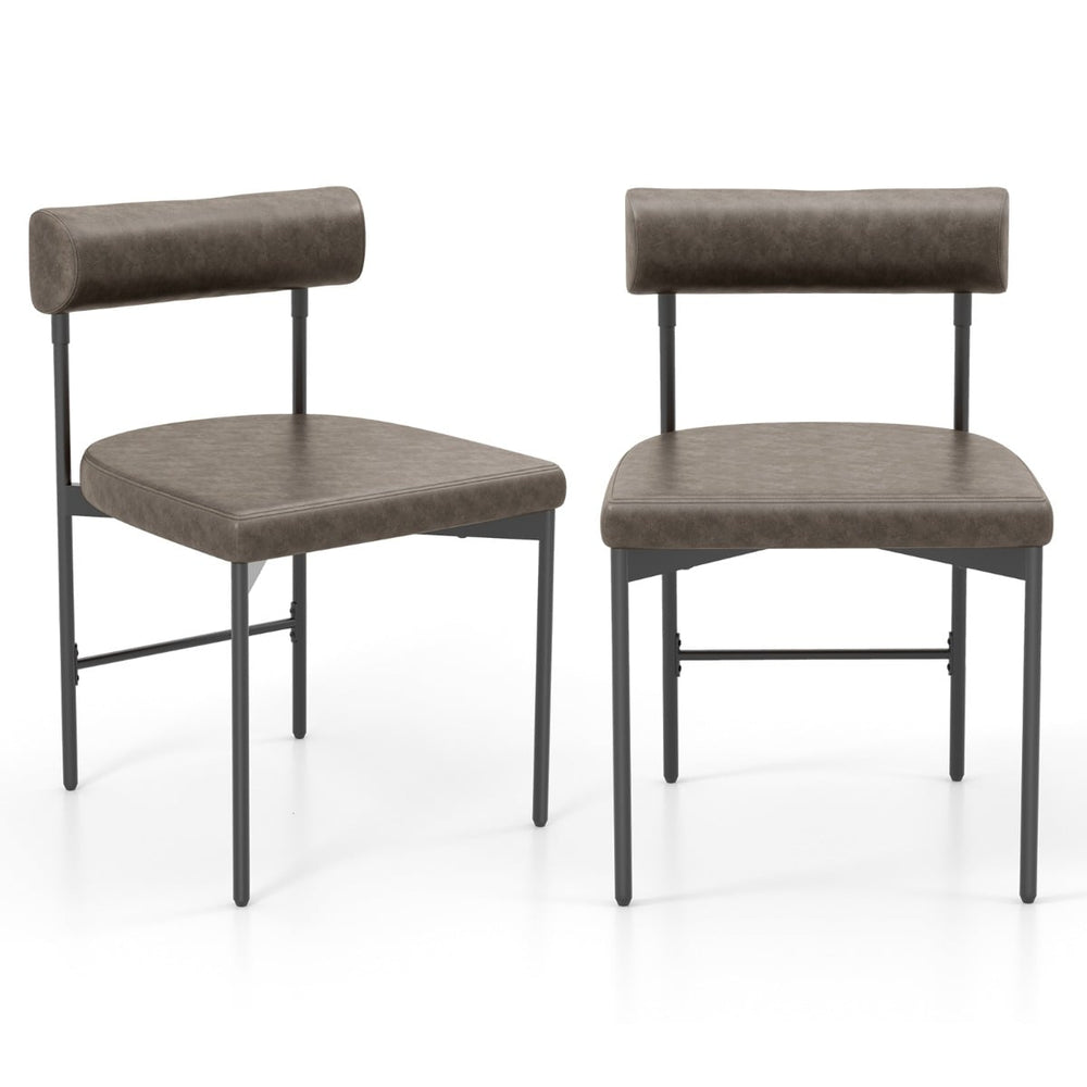 Faux Leather Upholstered Kitchen Side Chair with Curved and Padded Backrest-Grey