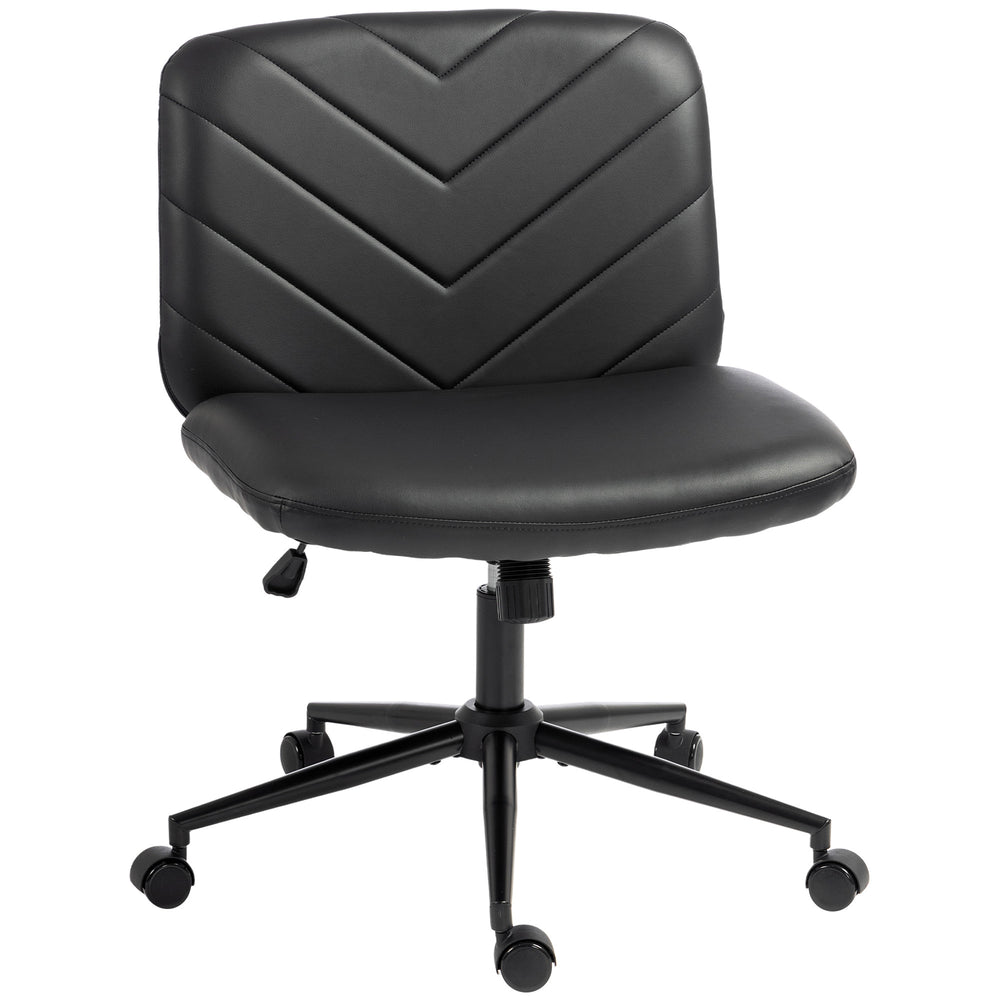 HOMCOM Home Office Desk Chair Height Adjustable Swivel Chair Cross Legged Wide Seat Swivel Wheels Black