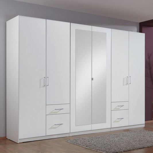 FLOCK 6 Door Wardrobe White 270cm