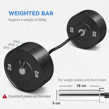 SPORTNOW 120cm EZ Barbell Bar for 5cm Weight Plates, with Spring Clips, 8kg