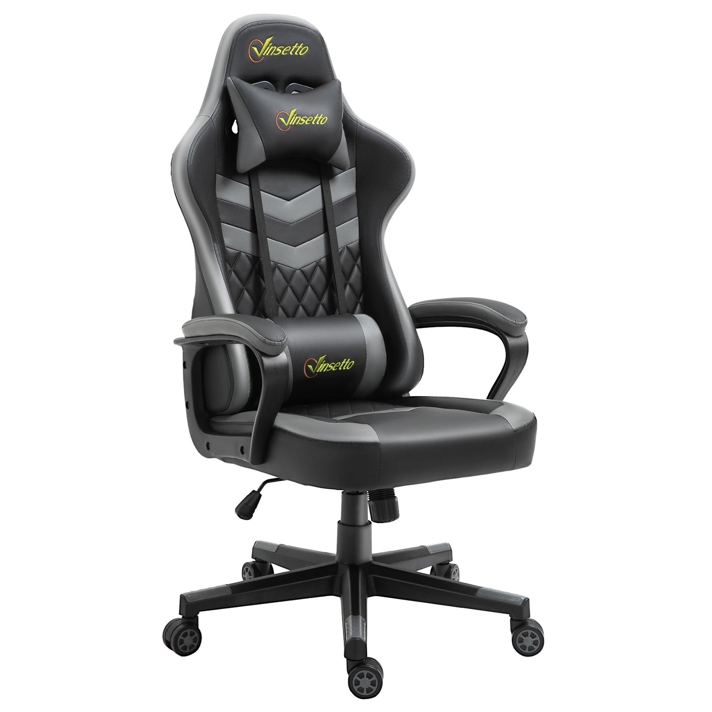 Vinsetto Racing Gaming Chair w/ Lumbar Support, Headrest, Gamer Office Chair, Black Grey