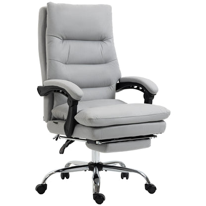 Vinsetto Office Chair with Footrest, Double Padding Ergonomic Desk Chair with 6-Point Vibration Massage and Back Heating, Microfibre Fabric with 135Â° Reclining Back, Grey