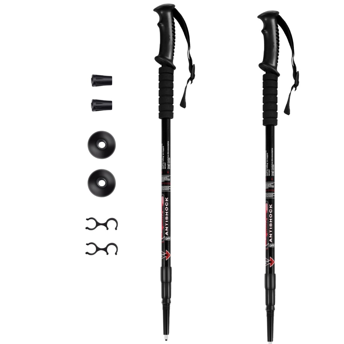 Hiking Pole Aluminum Trekking Pole Walking Pole Adjustable 65-135 cm-Black