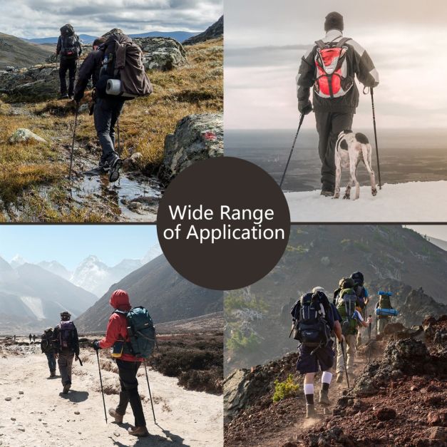 Hiking Pole Aluminum Trekking Pole Walking Pole Adjustable 65-135 cm-Black