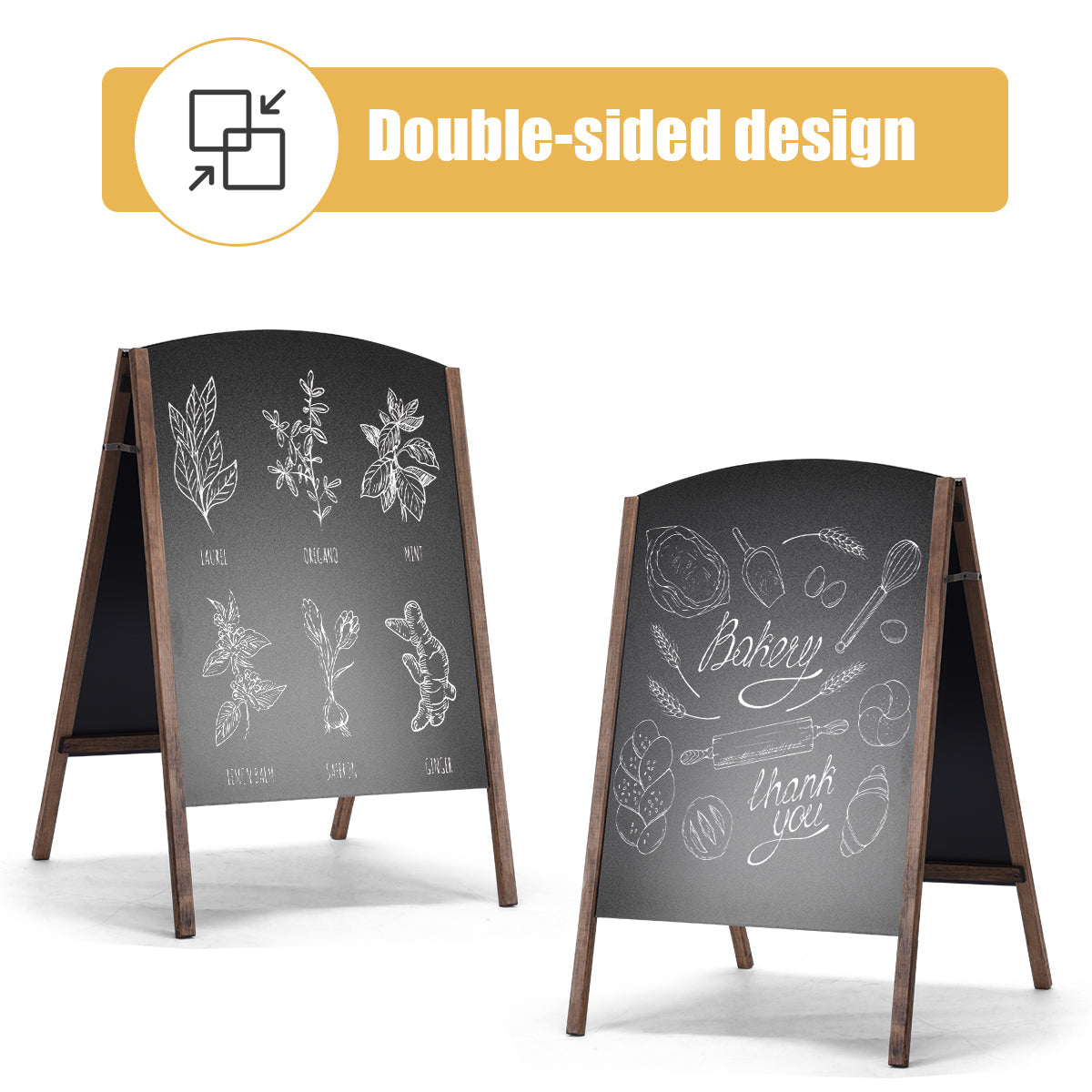 A-Frame Double-Sided Chalkboard  for Office Cafe Teaching-80 x 59 cm