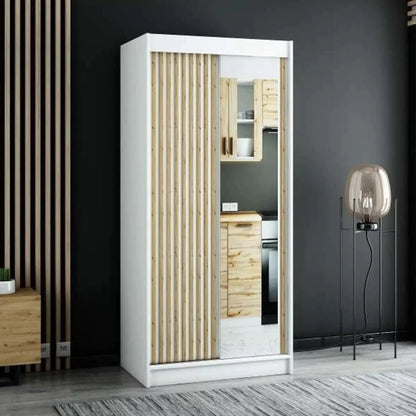 Gloucester I 100cm Sliding Door Wardrobe - White, Black, Artisan Oak