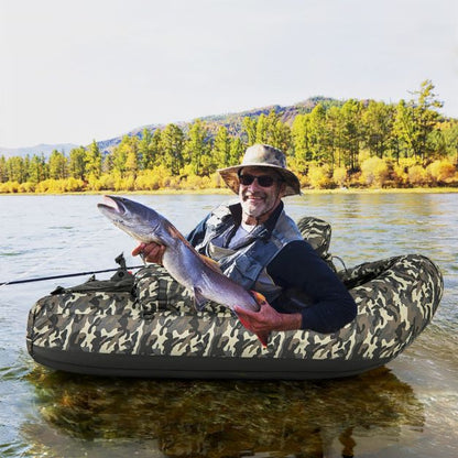 Inflatable dinghy with fish ruler &amp; rod holder &amp; paddle fishing boat camouflage