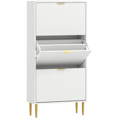 HOMCOM Elegant Three-Drawer Shoe Cabinet - White