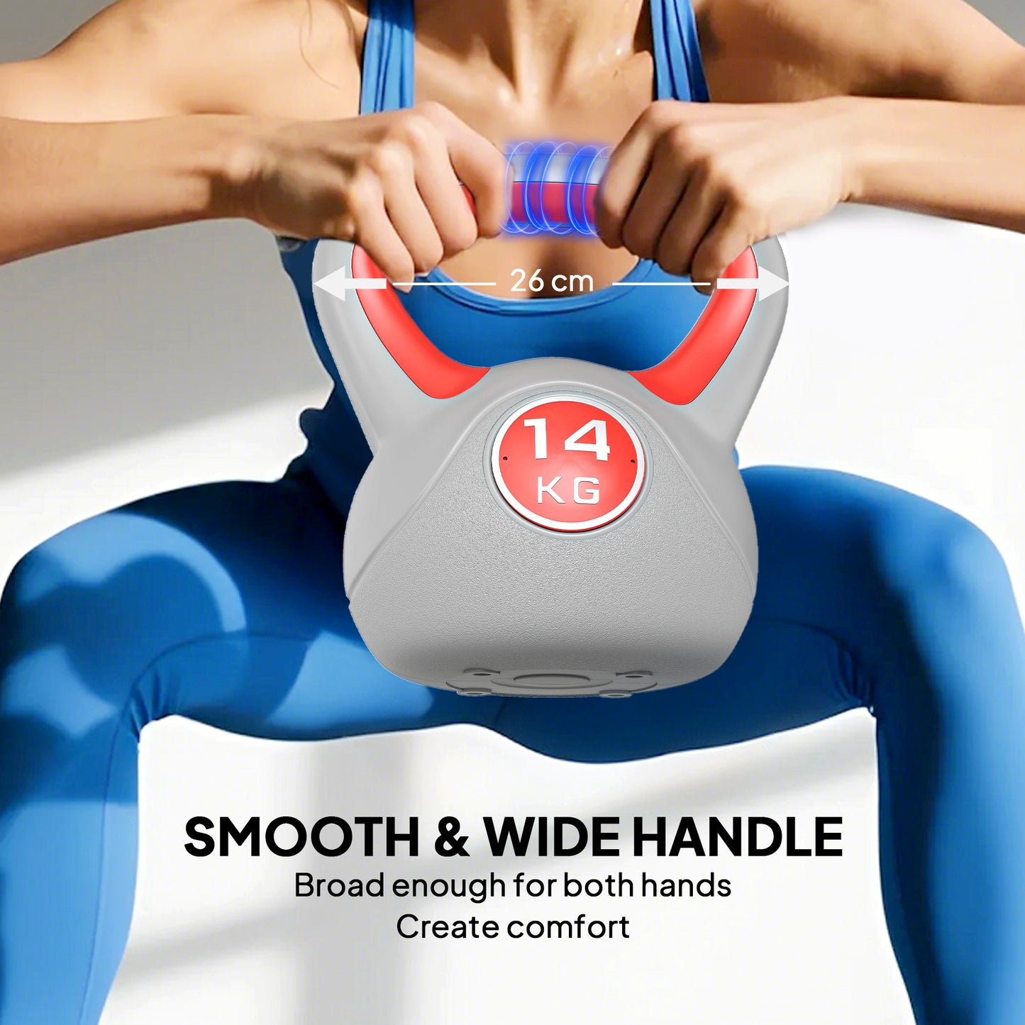 SPORTNOW Kettlebell, 14kg Kettle Bells with Handle for Home Gym Weight Lifting and Strength Training, Red and Grey