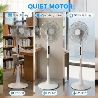 HOMCOM Three Mode Pedestal Fan, with Insect Repellant Box and LED Panel - White