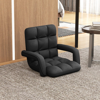 Floor Gaming Chair for Adults with Back Support and Adjustable 6-Position-Black