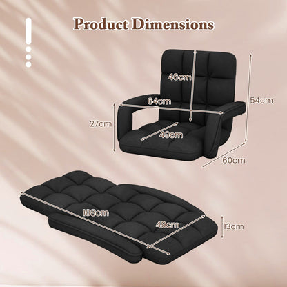 Floor Gaming Chair for Adults with Back Support and Adjustable 6-Position-Black