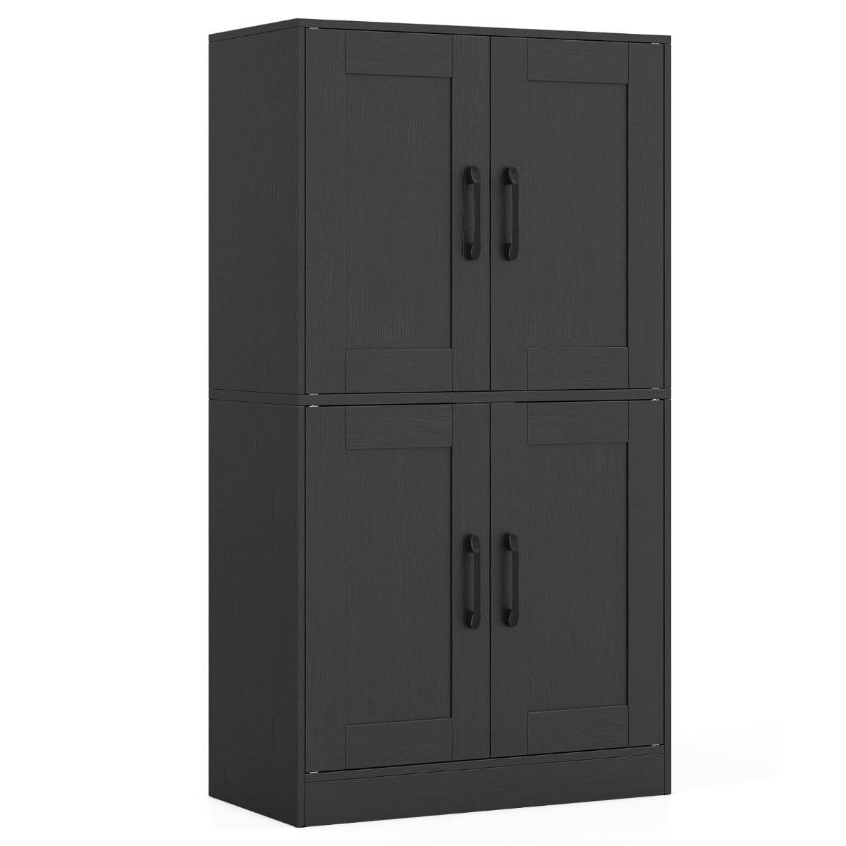 Floor Storage Cabinet with Doors and Adjustable Shelves-Black