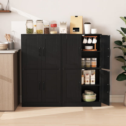 Floor Storage Cabinet with Doors and Adjustable Shelves-Black