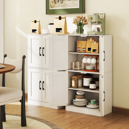Floor Storage Cabinet with Doors and Adjustable Shelves-White