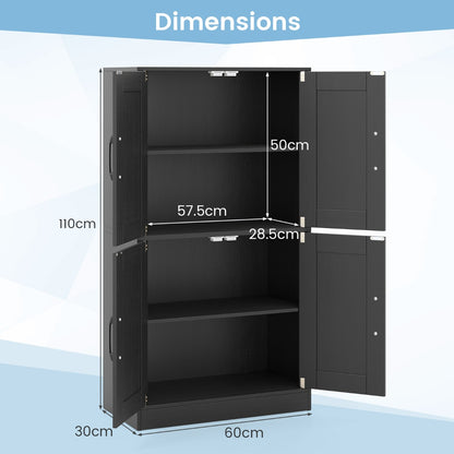 Floor Storage Cabinet with Doors and Adjustable Shelves-Black