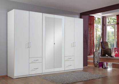 FLOCK 6 Door Wardrobe White 270cm