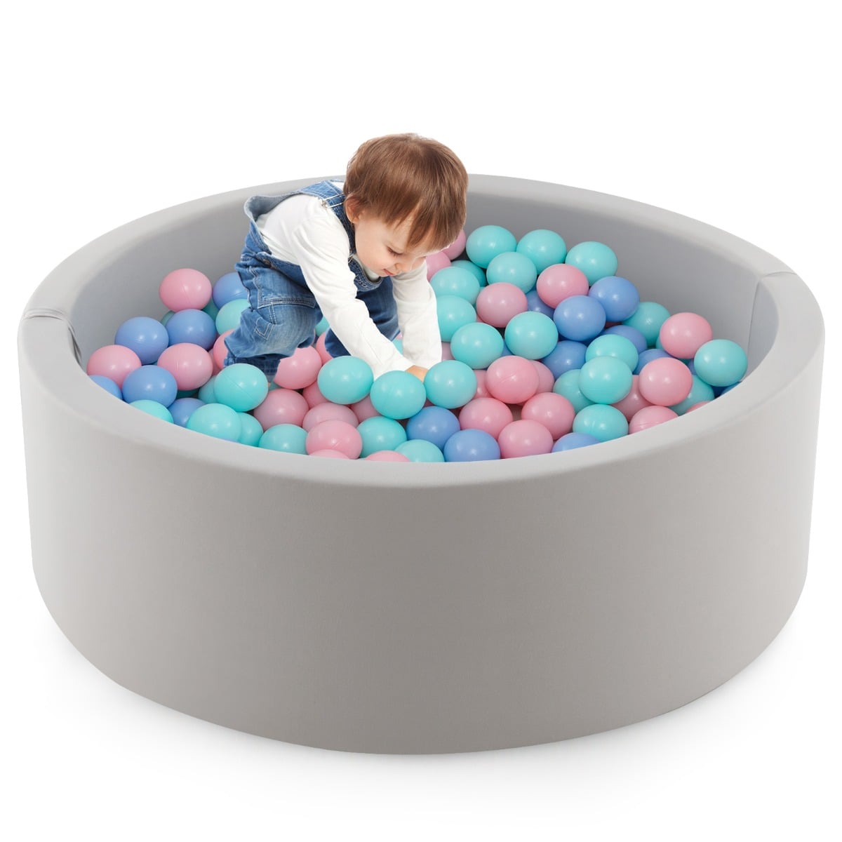 90 x 30cm Soft Round Ball Pool for Toddlers &amp; Baby with 200 Ocean Balls and Storage Bag-Pink