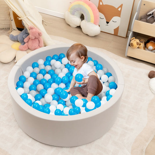 90 x 30cm Soft Round Ball Pool for Toddlers &amp; Baby with 200 Ocean Balls and Storage Bag-White
