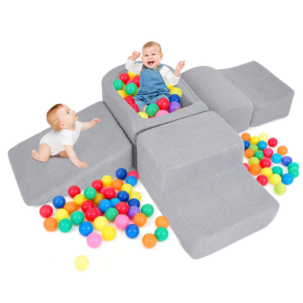 5-Piece Climb and Crawl Soft Play Set Foam Climbing Blocks-Grey