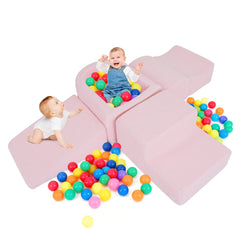 5-Piece Climb and Crawl Soft Play Set Foam Climbing Blocks-Pink