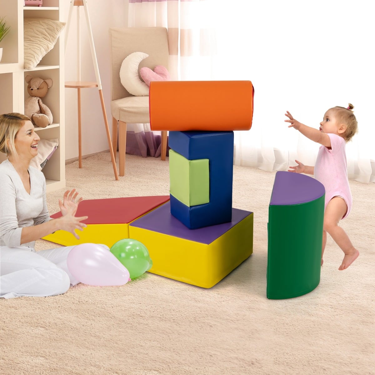 Foam Climbing Blocks with PU Cover for Toddlers 1-3-Purple