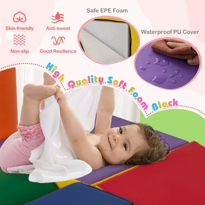 6 Pieces Foam Climbing Blocks Indoor Climb and Crawl Activity Playset with Rectangles-Color